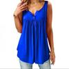 Canotta Estiva da Donna Senza Maniche Casual Tinta Unita Pieghettata Tunica Henley con Bottoni Larga e Fluida Blusa Lunga Taglie Forti