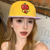Cute Little Apple Embroidered Flat brimmed Baseball Hat for Women American Hip Hop Face Showing Small Duckling Cap Big Head Color Blocking Hat