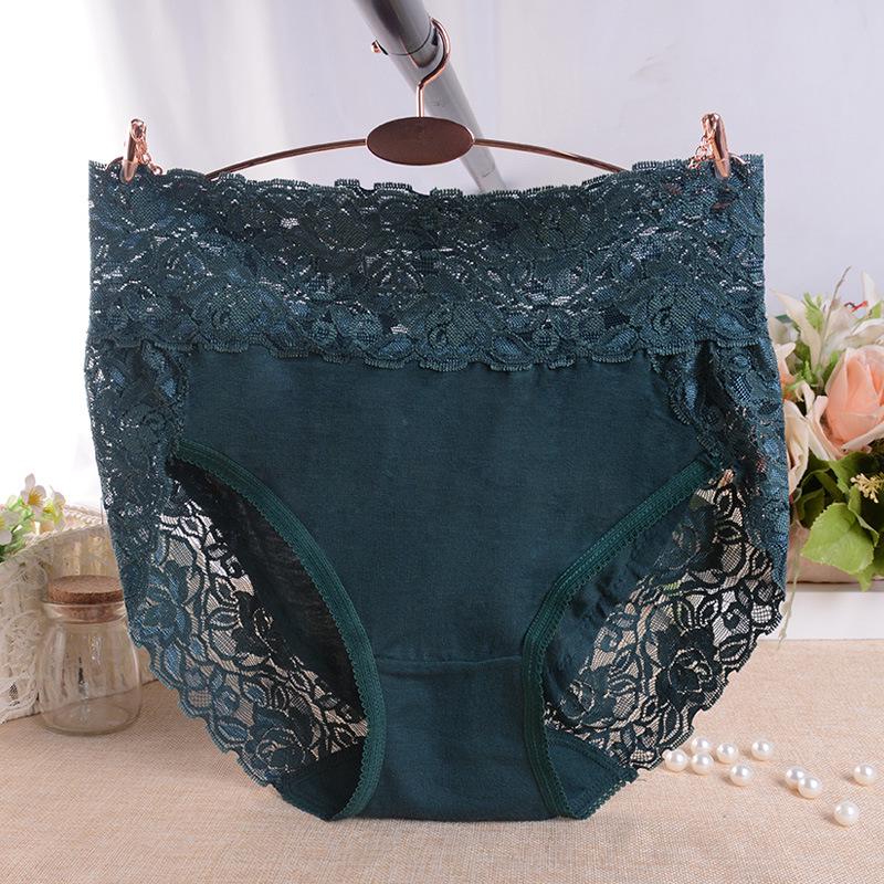 Chiloți de damă modal cu talie înaltă și bordură din dantelă - Mărimi mari, respirabili și confortabili