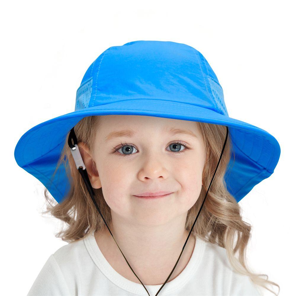 Girls Large Brim Breathable Beach Hat with Neck Flap Kids Sun Hat Beach Play Hat Sun Protection Hat