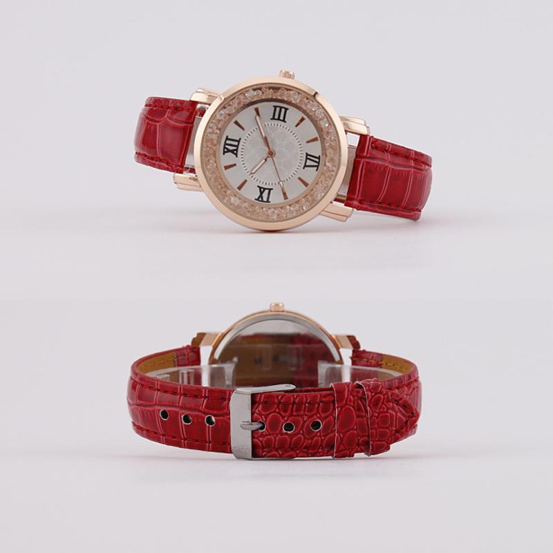 Women rystal Beads Watches Quartz Wristwatches Simple Leather Watch