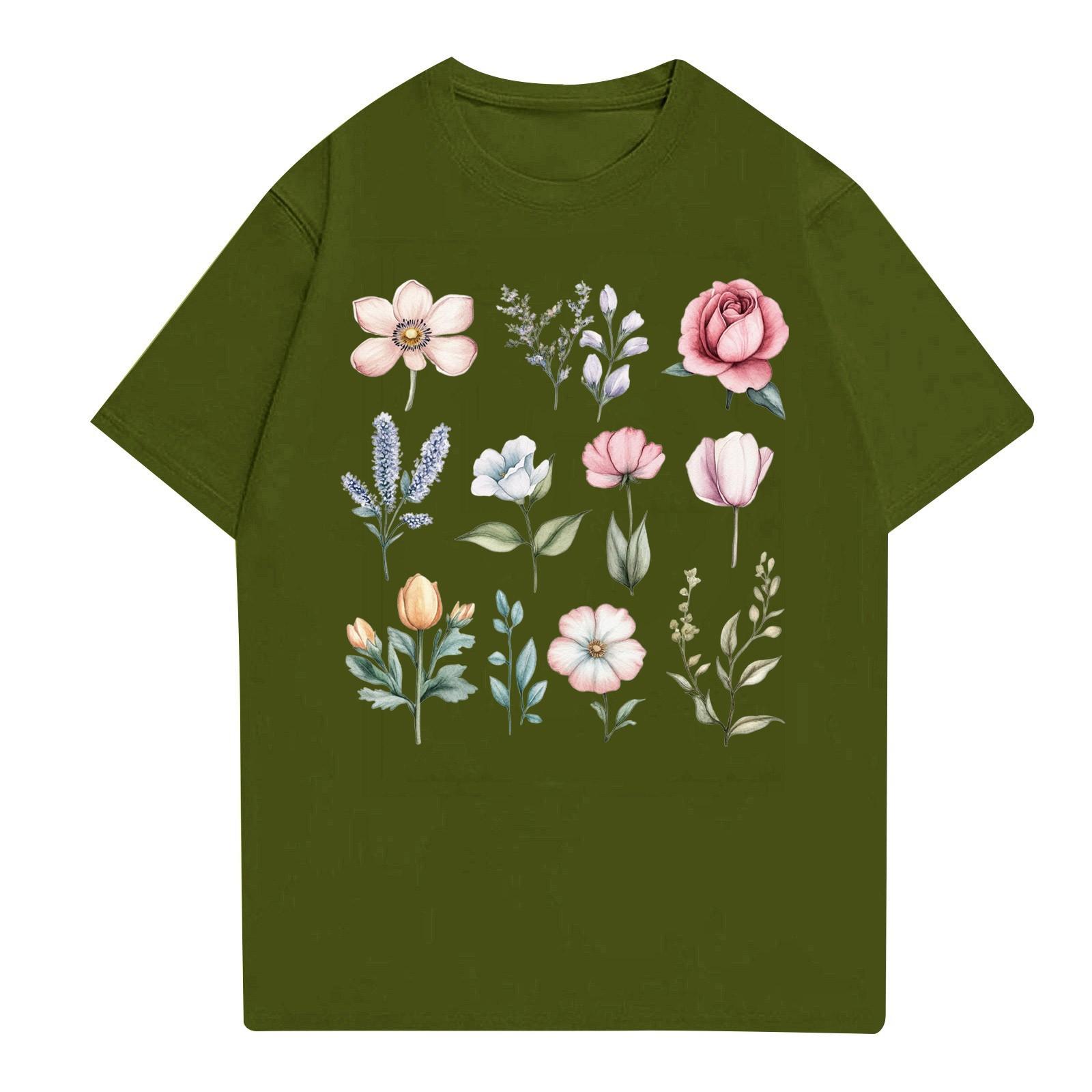 

Женская мода повседневная футболка с круглым вырезом и короткими рукавами, топ, футболка, топ L армия зеленый