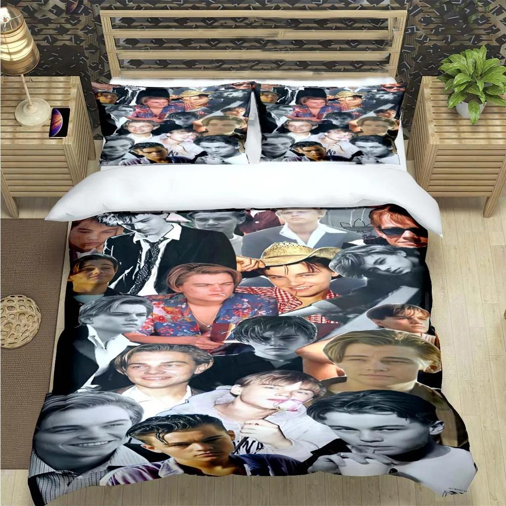 Comforter Famous Actor L-Leonardo Dicaprio Print Bedding Sets Bed Supplies Set Bed Comforter Set Bedding Set Luxury Gift