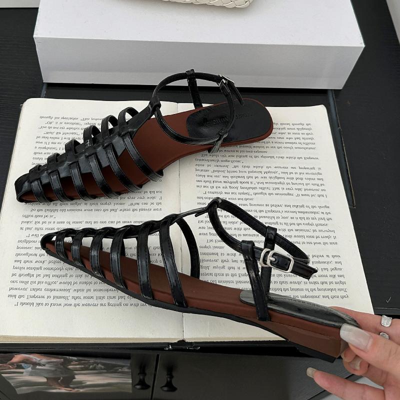 Fashion Fashion Hollow Narrow Band Roman Style Sandals Women Elegant Ankle Buckle Slide Sandals Summer Sexy Comfortable Zapatos De Mujer