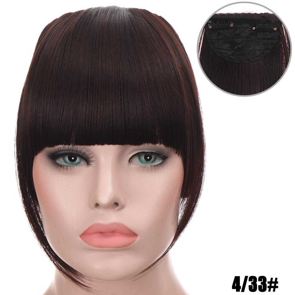 Nowe ładne dziewczyny do przedłużania włosów grzywka prosta peruka kawałek klip na klips z przodu włosy grzywka peruki syntetyczne niewidoczne grzywki czarny brązowy