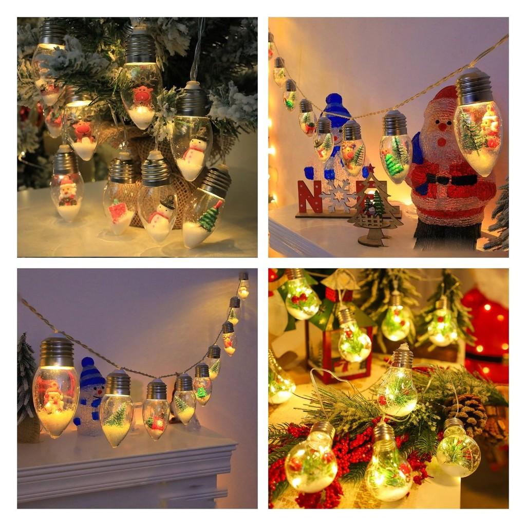 Christmas Tree Led Snow Globe Bulb String Lights For Indoor Outdoor White Warm