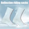 DH Reflective Cycling Socks Bicycle Sport Fitness Night Riding Sock (White)