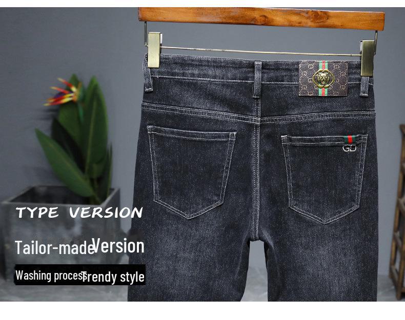 Douyin Trendy Pánské Vysoce Elastické Slim Fit Zimní Džíny - Pohodlné, Cenově Dostupné a Stylová Korejská Móda.