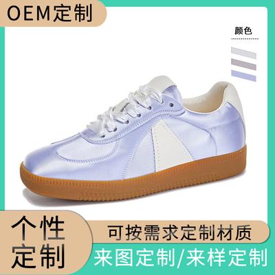 Leather German Training Shoes Spring Soft Sole Satin Square Head White Shoes Ballet Shoes Women