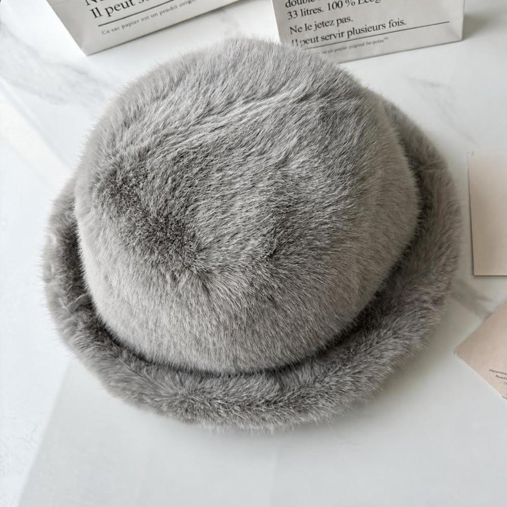 Thick Fur Bucket Hat Windproof Furry Beanies Hat Fashion Winter Fisherman Hat Winter