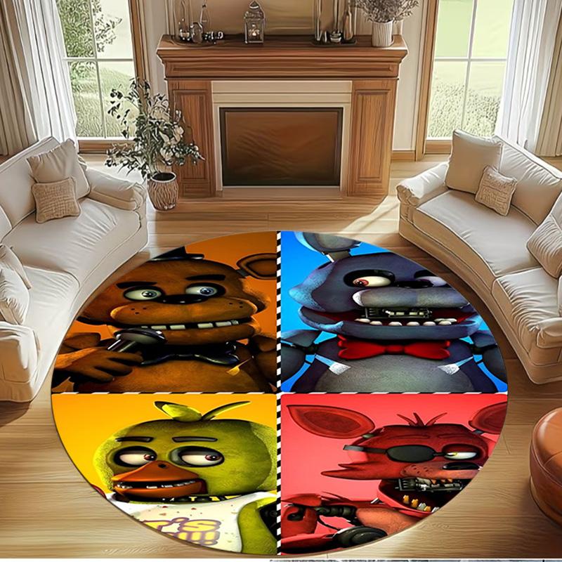 Five Nights at Freddy's Print Round Rug, Washable Floor Carpet, For Entryway Dorm Laundry Room Office Study, Home Decor Birthday Christmas Gift
