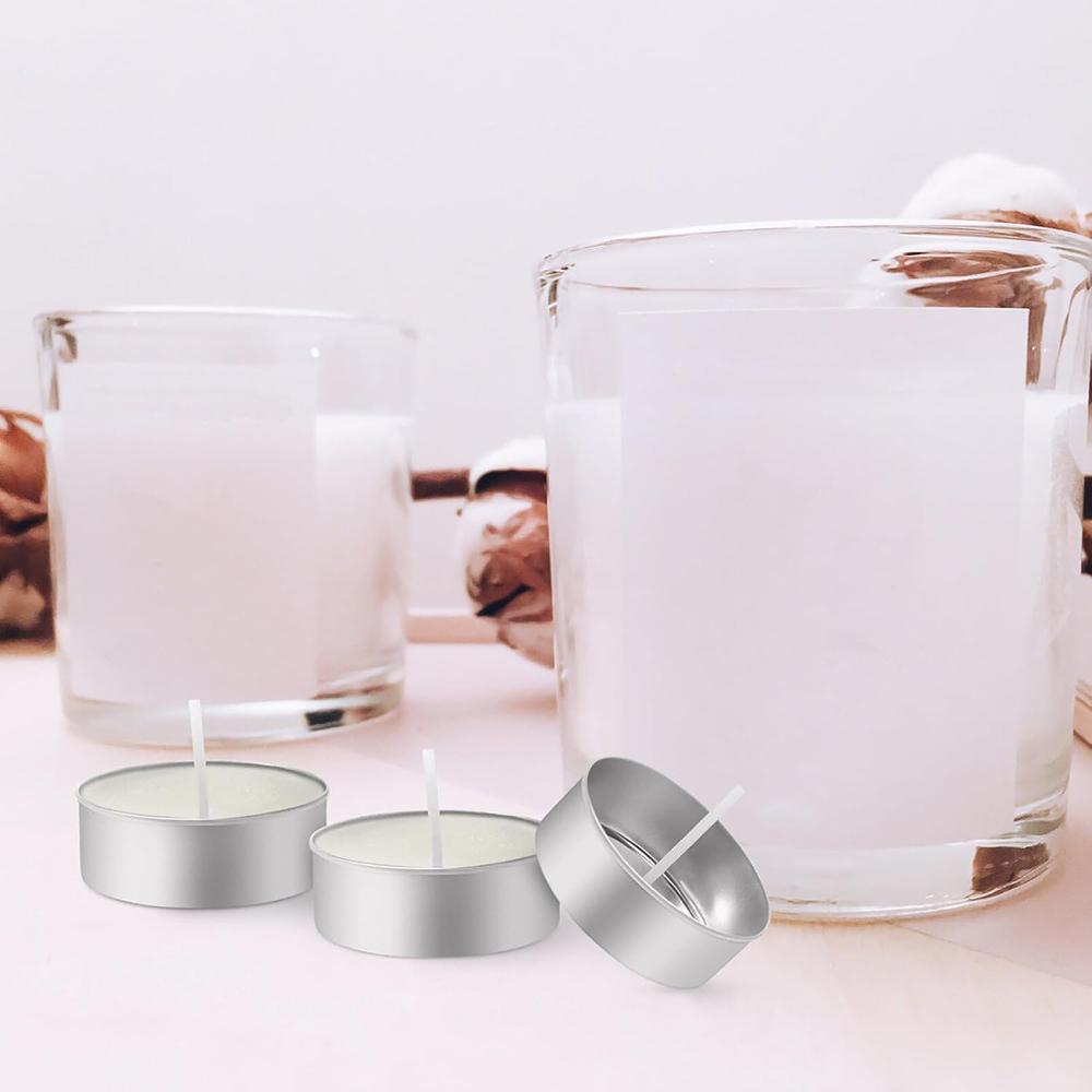 Aluminum Tea Lights Cups,Metal Tea Light Tins with Candle Wicks Empty Candle Jars Candle Containers Candle Mold for Candle Lover