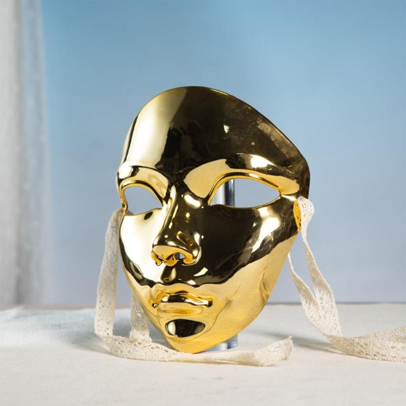 Masquerade Mask Metallic Color Mask Halloween Mask Full Face Mask For Women Men Cosplay Masquerade Costume Accessories