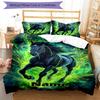 3pcs Custom Name Horse Bedding Set Duvet Cover Closure Includes 1 Duvet Cover & 2 Pillowcases, Soft and Comfortable for All Seasons.