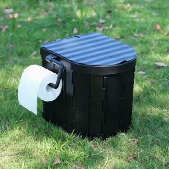 

Portable Foldable Portable Emergency Toilet for Disaster Nursing Disaster Traffic Construction Car Water and Outdoor Activities Set, 12-Use Capacity, чёрный