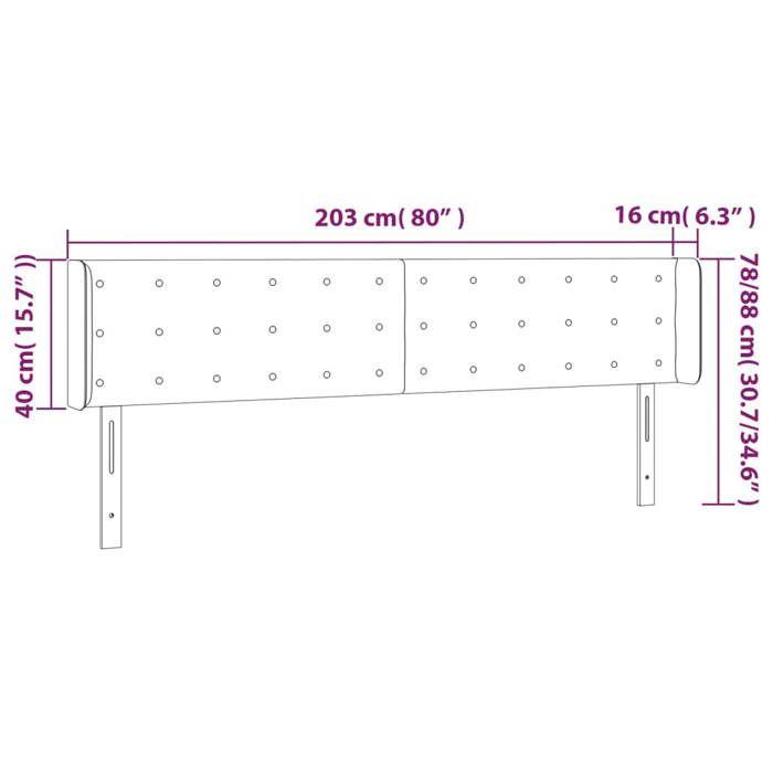 VidaXL Tête de Lit à LED Meuble de Chambre à Coucher Accessoire de Lit Double Tête de Cadre de Lit Intérieur Taupe 3123696