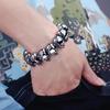 Punk Gold Color Skull Charm Bracelet Men Women Hiphop Rock Black Stainless Steel Skeleton Bike Biker Chain Bangle Jewelry