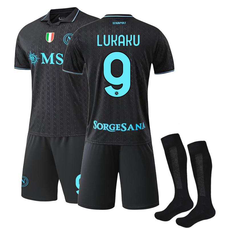 

2025-26 SSC Napoli 2nd Away #9 LUKAKU Sport Training Jersey Set with Socks Teens Kids Adults Custome Name Football Kits 3XL