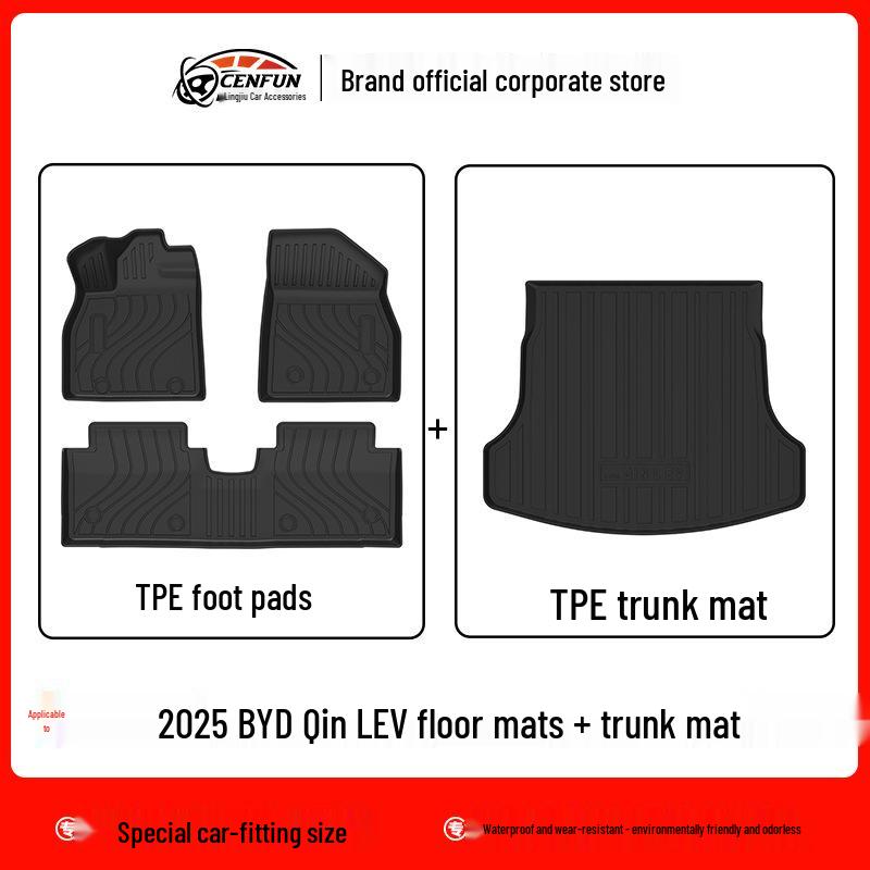 TPE Waterproof, Odorless Trunk and Floor Mats for BYD Qin L EV (2015)