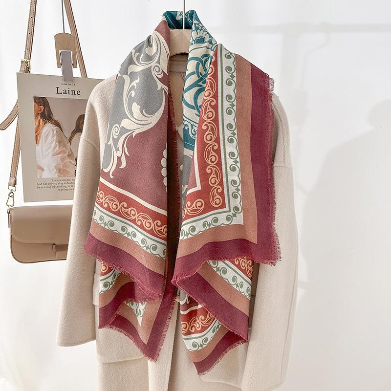Travel photography with retro niche thin shawl spring niche design sense 130 dismantling beard printing square scarf