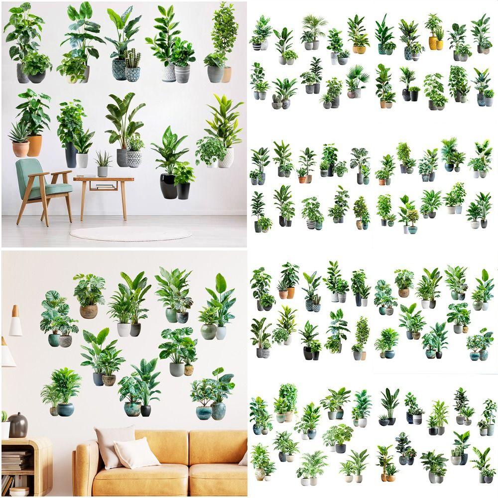 Large Size Plant Bonsai Wall Stickers Green Wall Mural Creative Palm Plant Wall Decals Bedroom