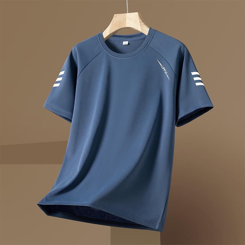 

Футболка мужская быстросохнущая Ice Silk – легкая, свободная, повседневная, с круглым вырезом и коротким рукавом для летних видов спорта 5XL синий