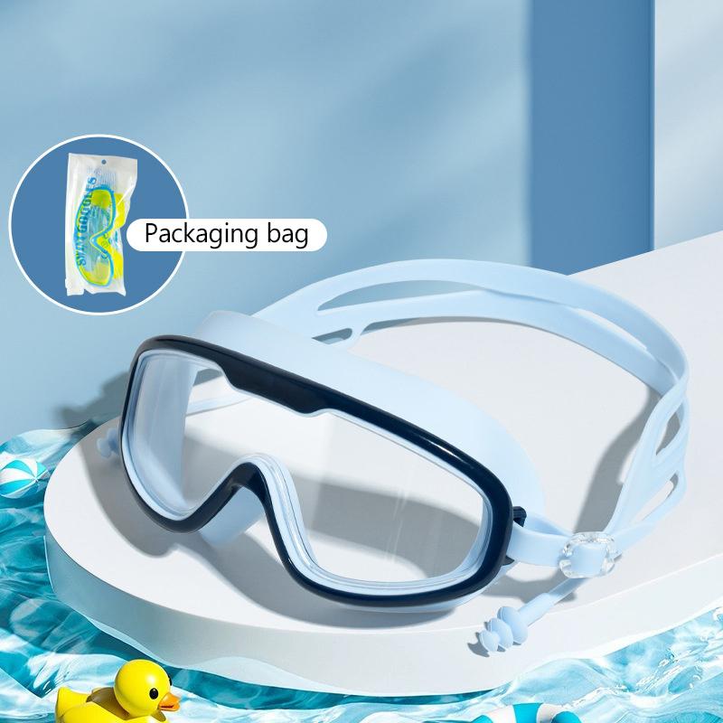 

Детские очки для плавания с большой оправой и берушами, детские очки для плавания с защитой от запотевания, для мальчиков и девочек, для бассейна, пляжа