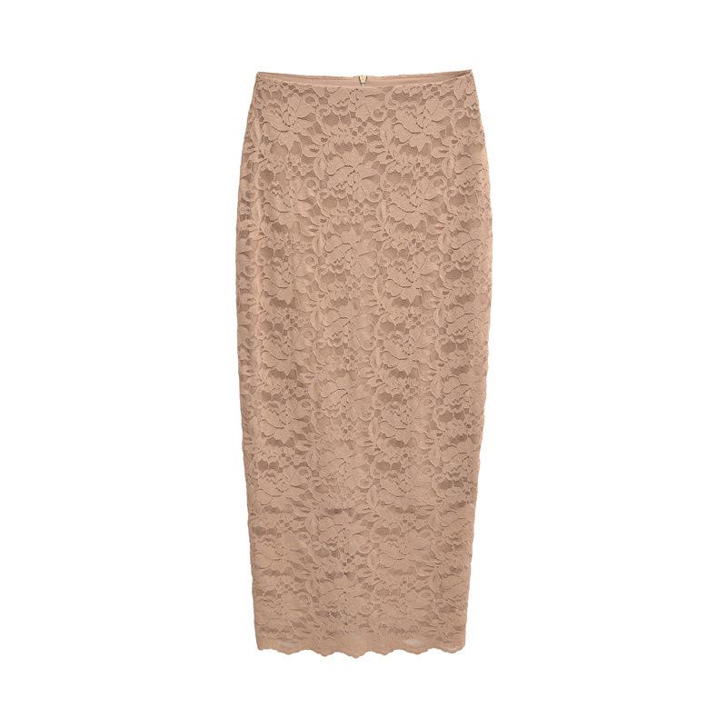 Schlankmachender Spitzen-Midirock mit hoher Taille für Damen für Frühling & Herbst