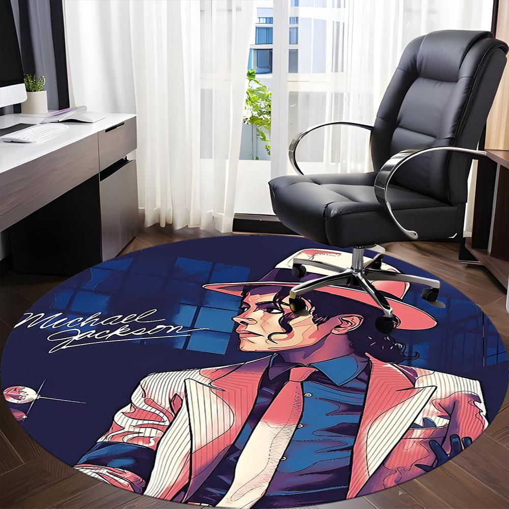 1 Stück Michael Joseph Jackson Büro Runder Teppich, Unter Bürostühlen Schlafzimmer Wohnzimmer Heimdekoration a1022304