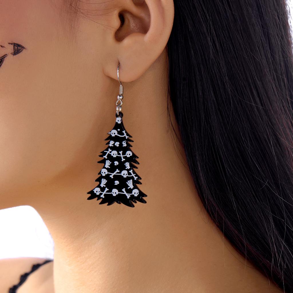 Punk Halloween Ghost Earrings for Women Acrylic Cartoon Flower Drop Dangle Earring Cute White Ghost Holiday Jewelry Gifts
