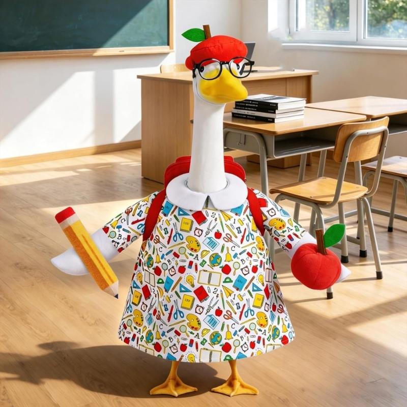 Gooses Statue Outfit Set for School Season Display, Polyester Garden Figure Clothing Gooses School Classroom Outdoor Patio Yard Lawn Art Decoration