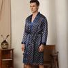 Set de pijamale pentru bărbați din mătase, cu pantaloni scurți, două piese, vară, subțire, cu mânecă lungă, halat de baie pentru bărbați, mărimi mari