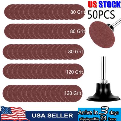 50PCS 2 Inch Sanding Discs Kit 80/120 Grit Grinding Sandpaper with Back Pad Vehicle Sanding Sand Paper for Power Tool Sander