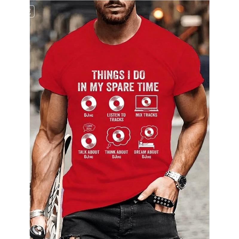 Summer Vinyl Record DJ Graphic Men's T-shirts Casual Hip Hop Streetwear Music Lover Funny Tops T-shirts