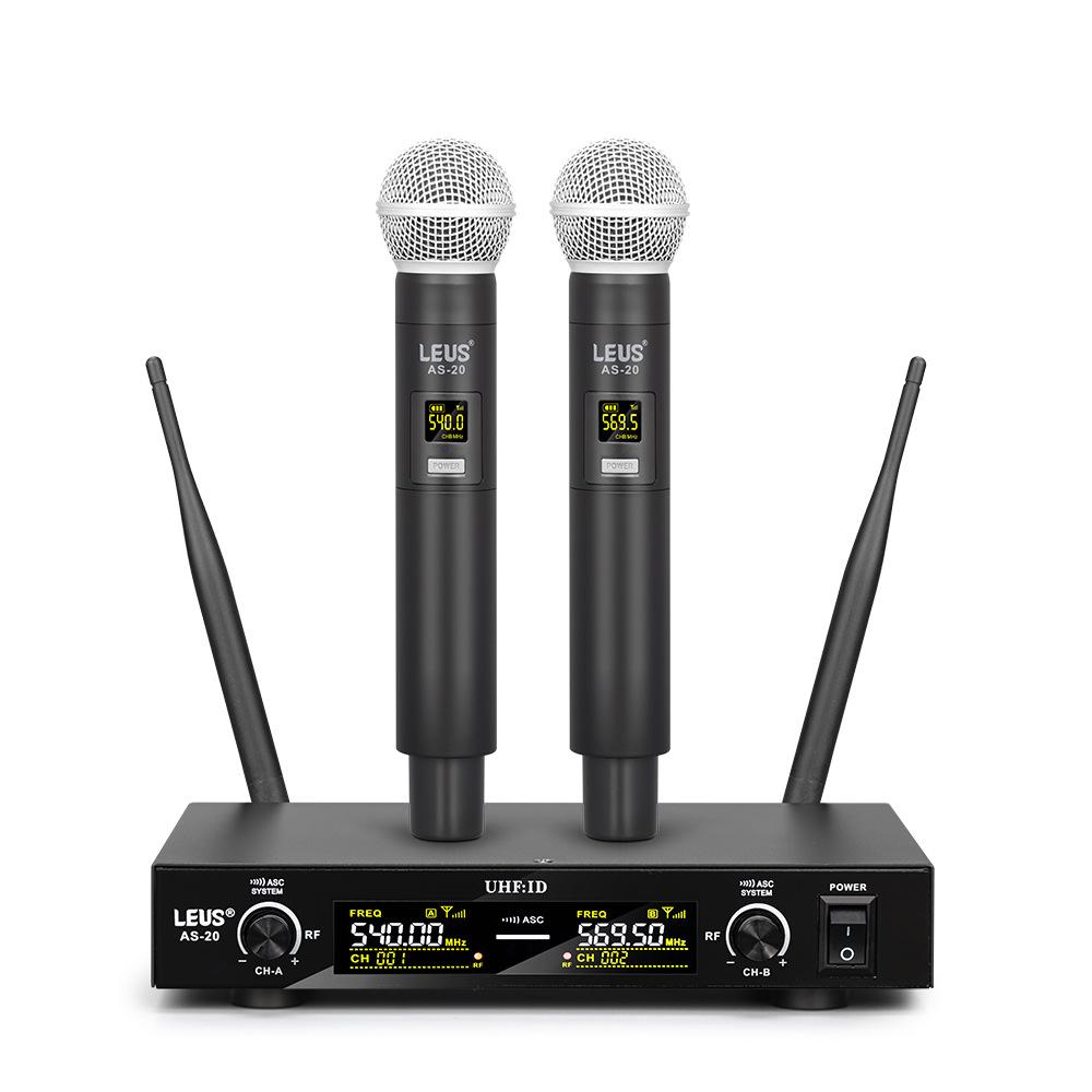 AS-20 Dual UHF Wireless Microphone for Professional Home, Stage, and KTV Use
