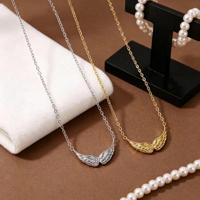 Exquisite Angel Wing Titanium Steel Necklace for Women - Niche Design with Clavicle Chain
