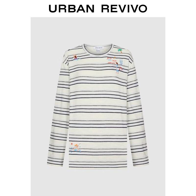 UR 2026 Women s Urban Striped Embroidered Casual T-Shirt S