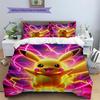 Pikachu Patterned Pillowcase & Duvet Cover Set Anime Print Themed Bedding for Bedroom Gift for Lovers.-TING
