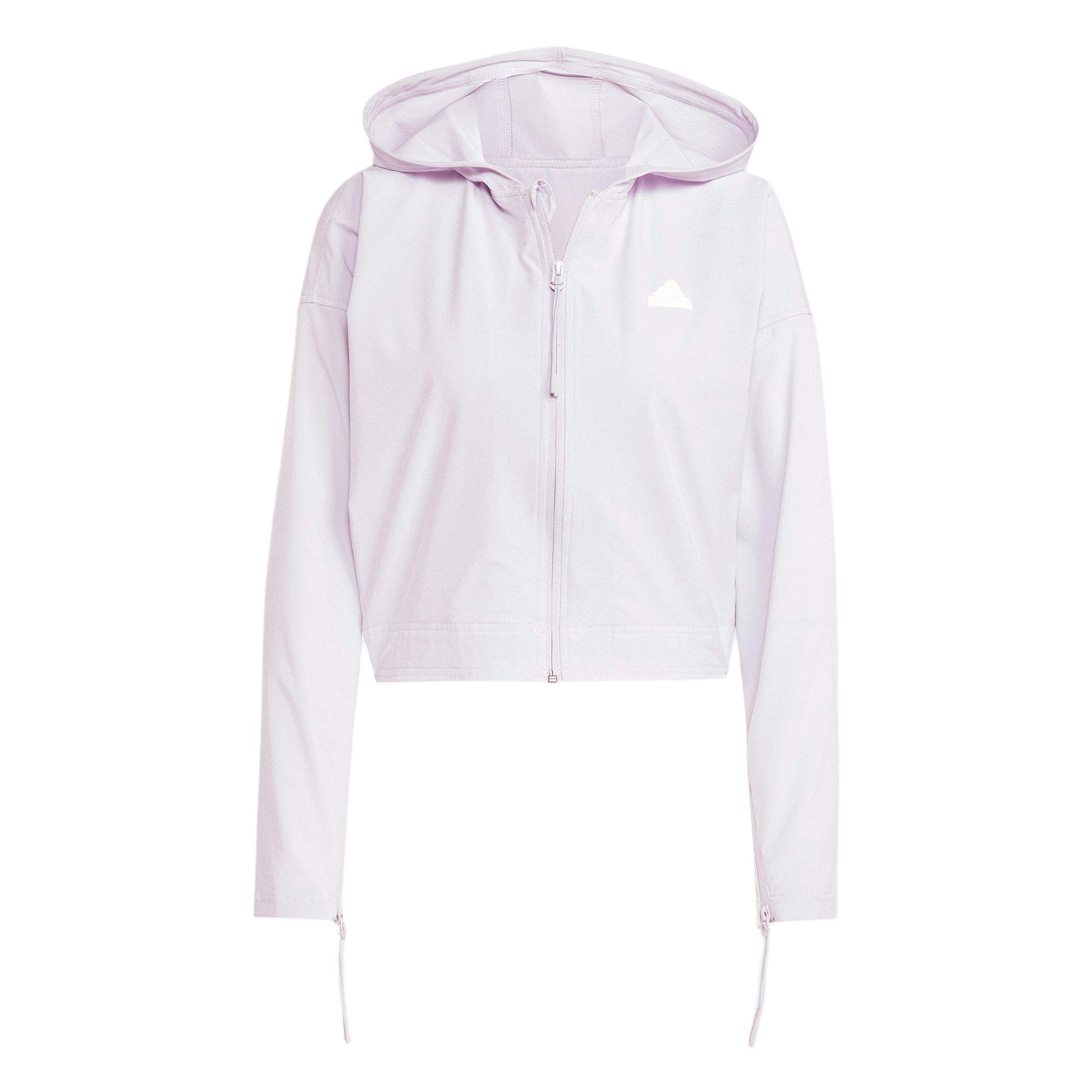 adidas Women s Cropped Hooded Woven Windbreaker Jacket Light Purple Women IS0891 S