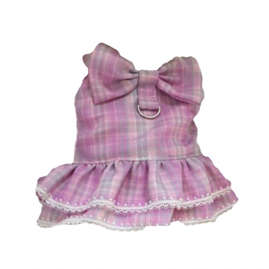 Pet Leash Set Bowknot Decor Traction Hook Pleated Hemming Comfy Round Neck Dog Outfit