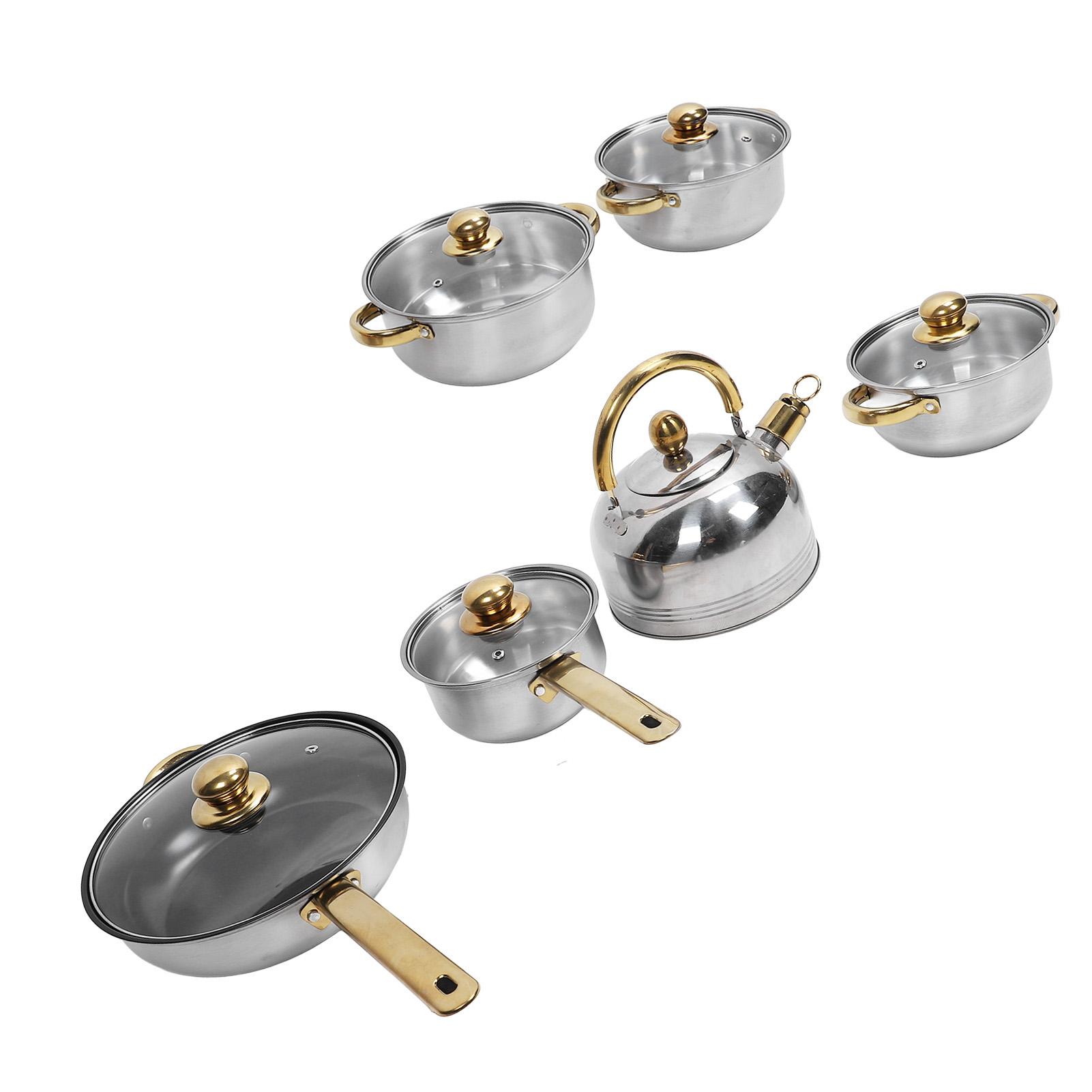 

Cookware Set Stainless Steel Rustproof Stick Proof Safe Pan Pot Set for Home Kitchen Restaurant