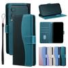iPhone 16/17 Flip Cover - Patchwork Leather Case with Card Slot, Fashionable Simple Design.
