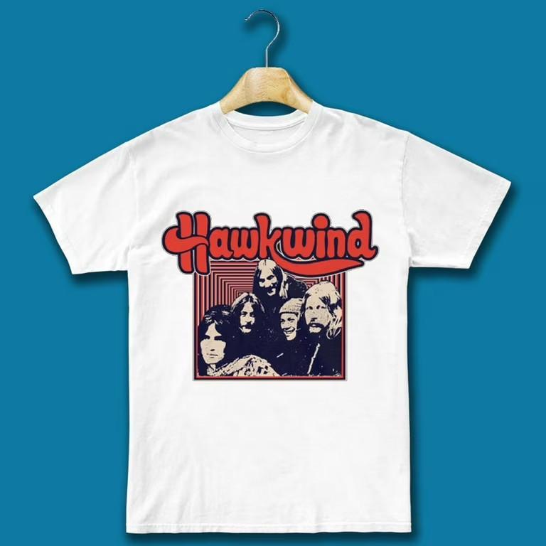 

Hawkwind Band Members Heavy Cotton White Full Size T Shirt For Men Unisex T-Shirt L