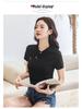 Enhanced Slim Fit Minimalist Cotton T-Shirt with Chinese and Korean Style Buttons - Short Sleeve Women's Top