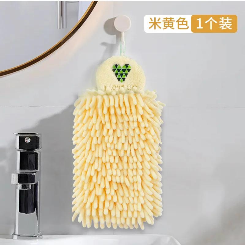 Hangable Fast Drying Kitchen Towel Absorbent Chenille Hand Towel with Fun Cartoon Embroidery Design