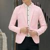 Suit Casual Fine Workmanship Cotton Blend One Button Suit Blazer for Banquet