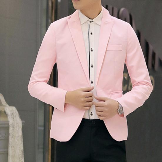 Suit Casual Fine Workmanship Cotton Blend One Button Suit Blazer for Banquet