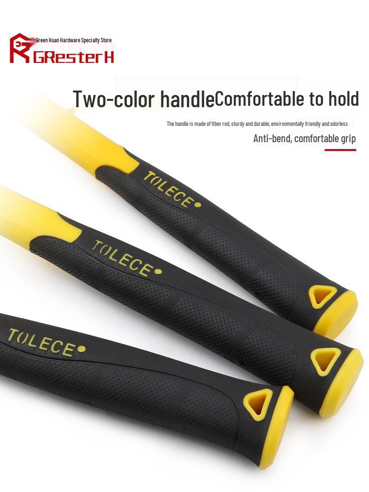 Octagonal Steel Mason's Hammer with Fiber Handle - Round Head Claw Mallet for Woodworking and Masonry.