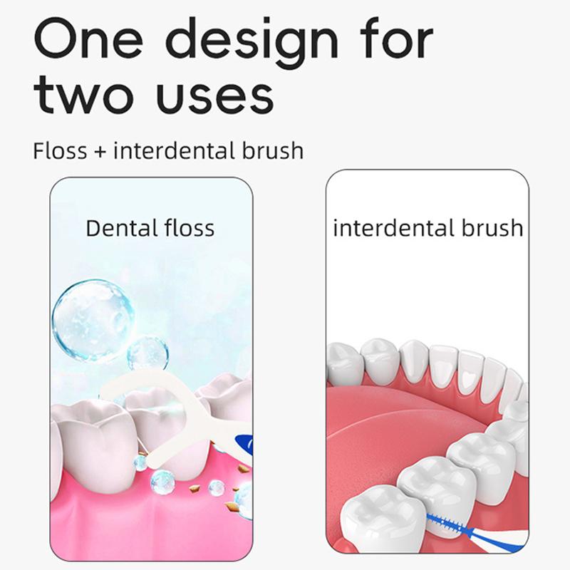 2-In-1 Multifunctional Dental Floss Stick High Elasticity Dental Floss Comfortable Soft Silicone Interdental Brush Oral Care