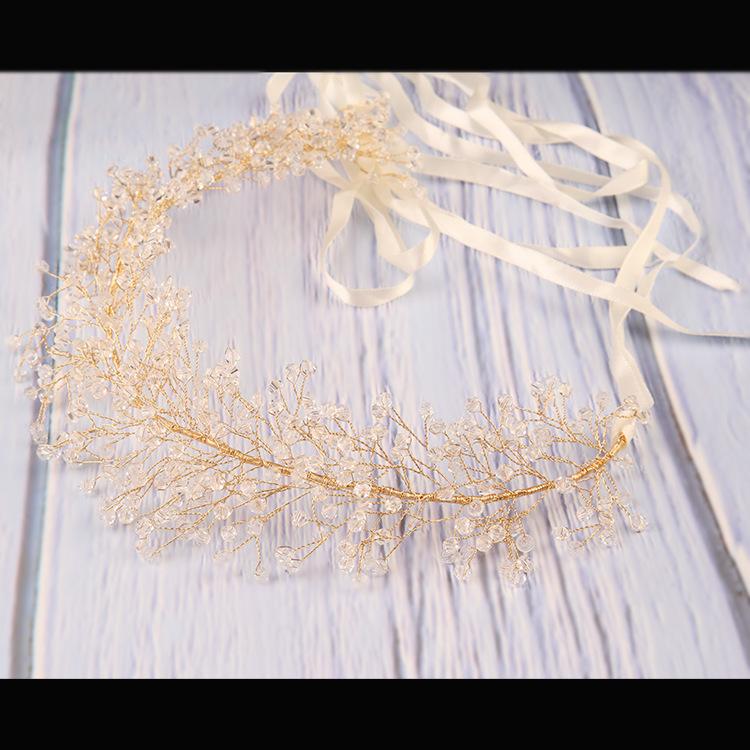 

Свадебный головной убор Кристаллическая повязка на голову Свадебные аксессуары Свадебные аксессуары Шарообразная головная корона Золотая повязка на голову